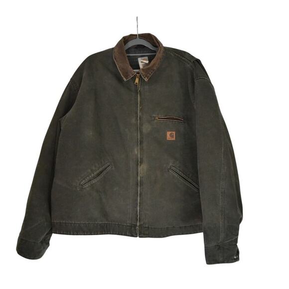 Vintage Carhartt J97 MOS Green Moss Blanket Lined Detroit Jacket Men's Size 3XL